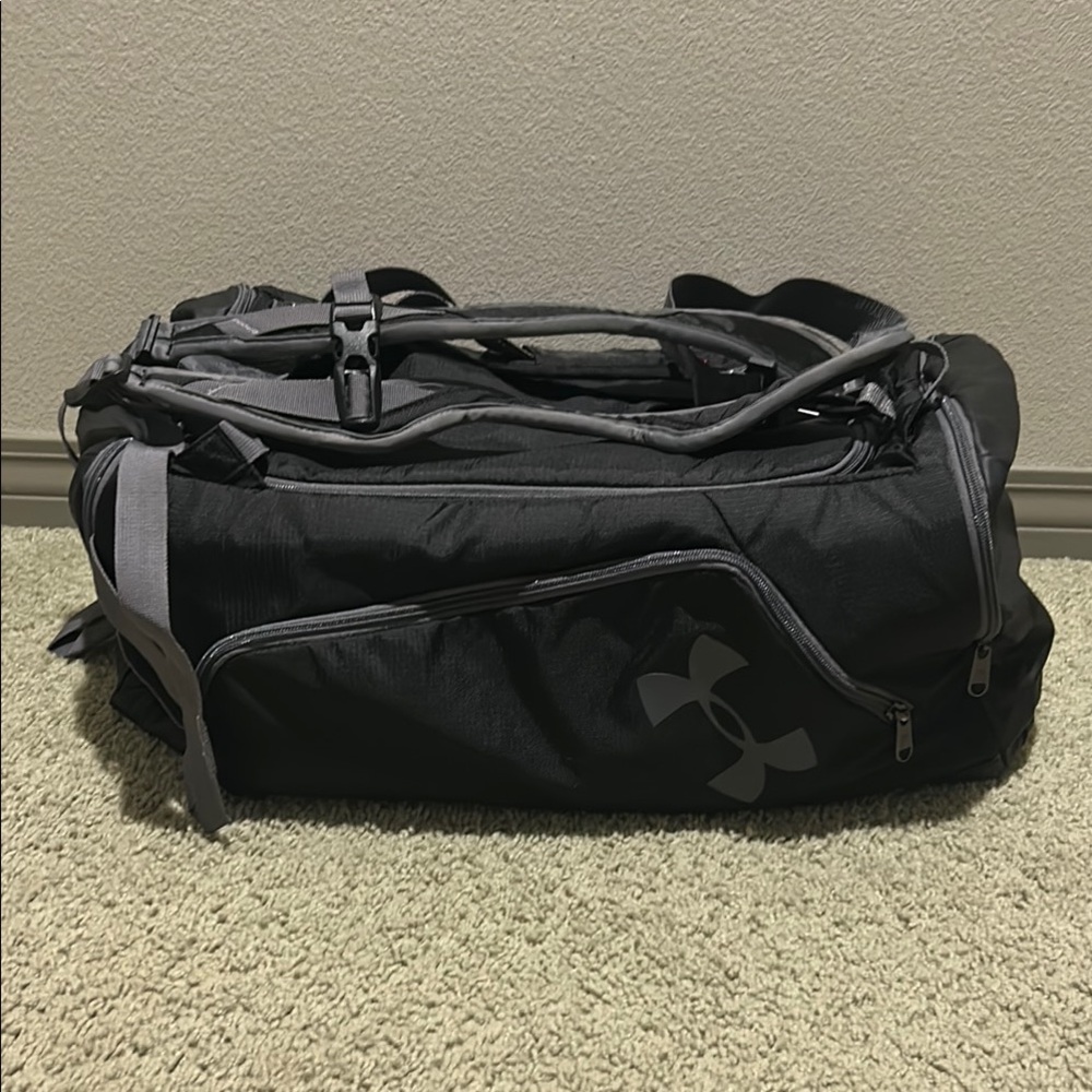 Under Armour Black and Gray Duffel/Backpack Bag for Gym and Travel